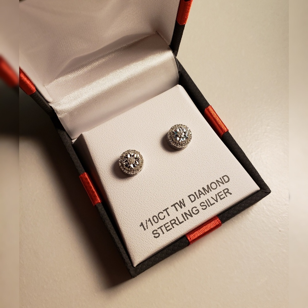Double Halo Diamond Stud Earrings in SS
